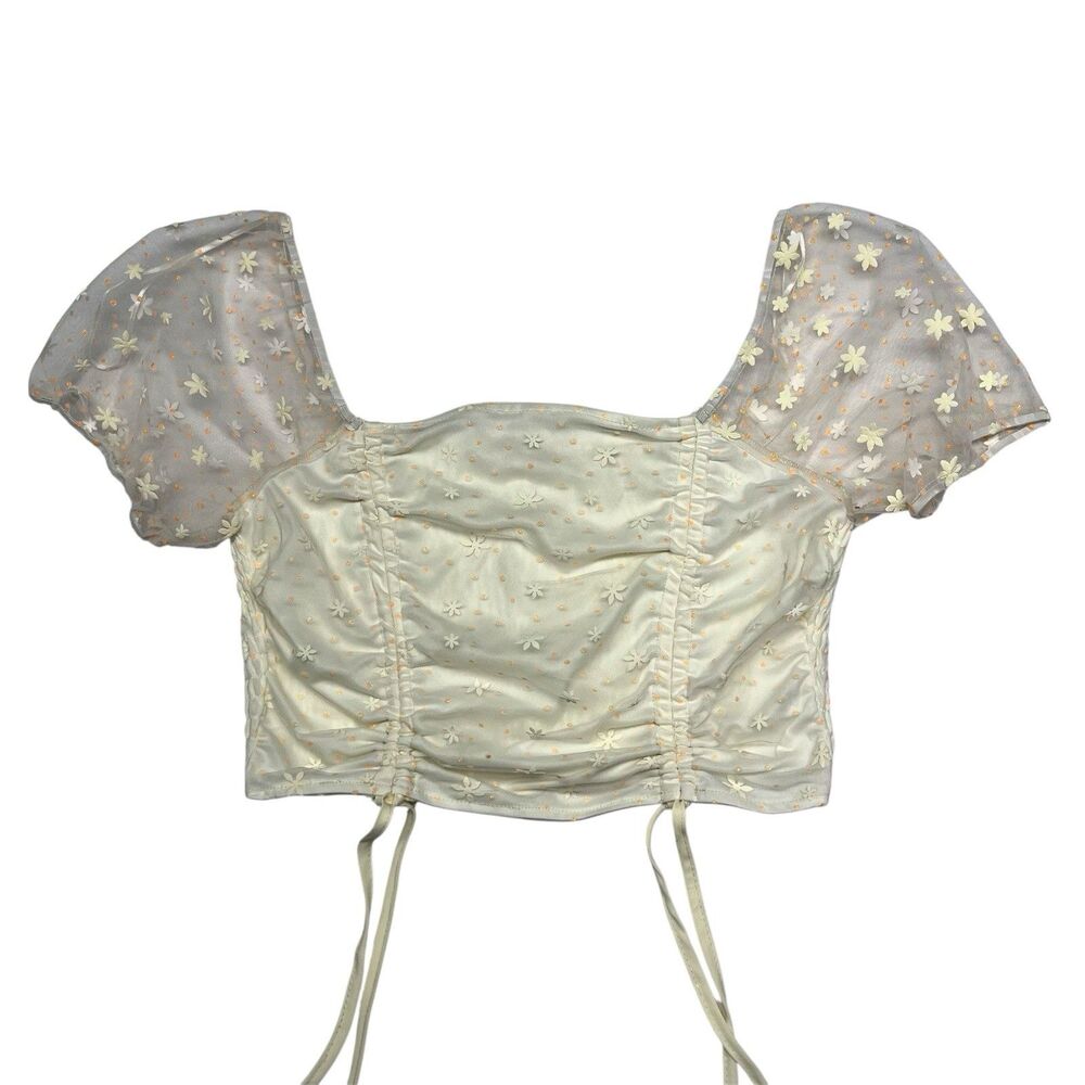 Altar'd State Puff Sleeve Corset Style Crop Top